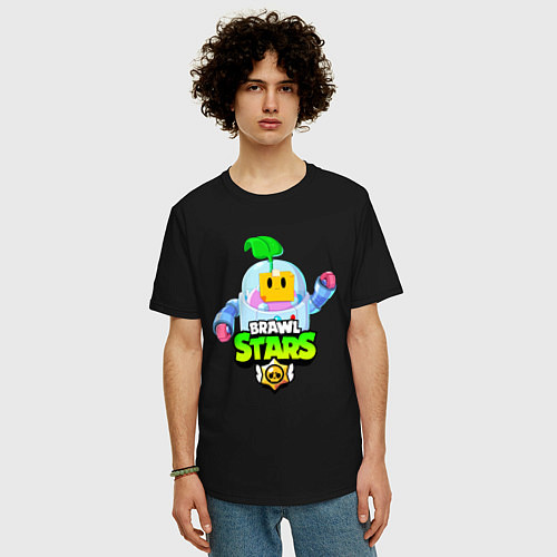 Мужская футболка оверсайз BRAWL STARS SPROUT / Черный – фото 3