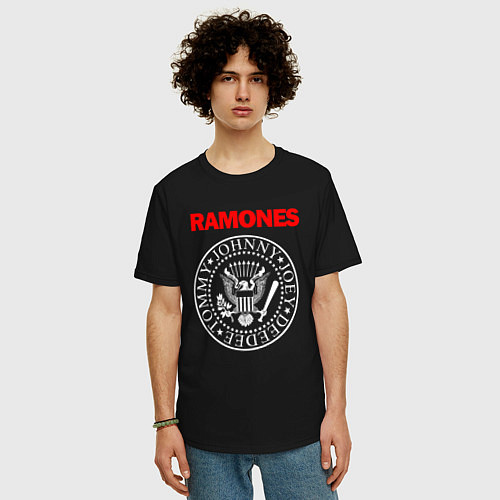 Мужская футболка оверсайз RAMONES / Черный – фото 3