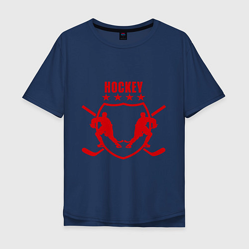 Мужская футболка оверсайз Hockey Stars / Тёмно-синий – фото 1