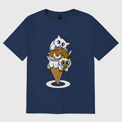 Футболка оверсайз мужская Ice Cream Cats, цвет: тёмно-синий