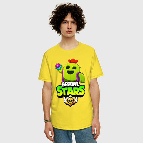 Мужская футболка оверсайз BRAWL STARS SPIKE / Желтый – фото 3