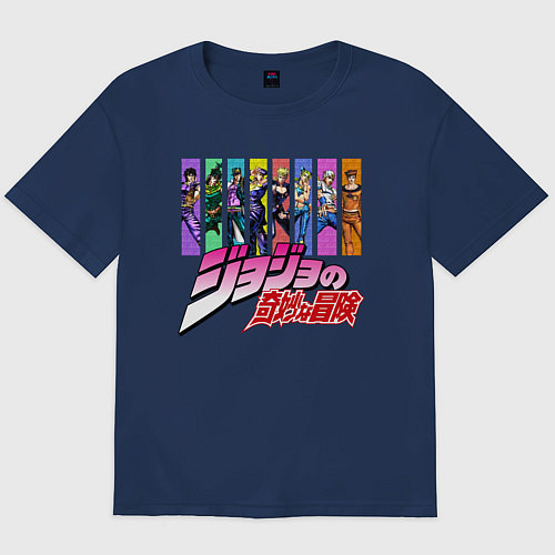 Мужская футболка оверсайз JOJOS BIZARRE ADVENTURE / Тёмно-синий – фото 1