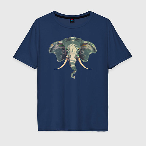 Мужская футболка оверсайз Elephant / Тёмно-синий – фото 1