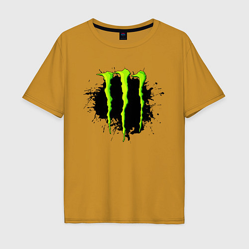 Мужская футболка оверсайз MONSTER ENERGY / Горчичный – фото 1