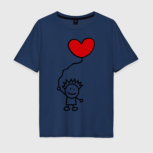 Мужская футболка оверсайз Влюбленный мальчик / Тёмно-синий – фото 1