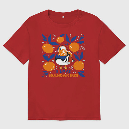 Мужская футболка оверсайз Мандаринки / Красный – фото 1