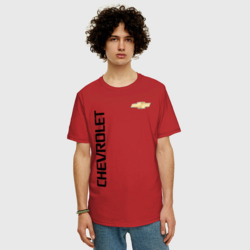 Мужская футболка оверсайз CHEVROLET / Красный – фото 3