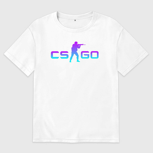 Мужская футболка оверсайз CS GO NEON / Белый – фото 1