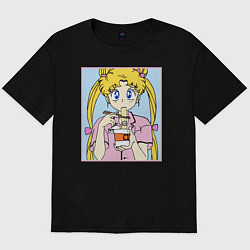 Футболка оверсайз мужская Sailor Moon Usagi Tsukino, цвет: черный