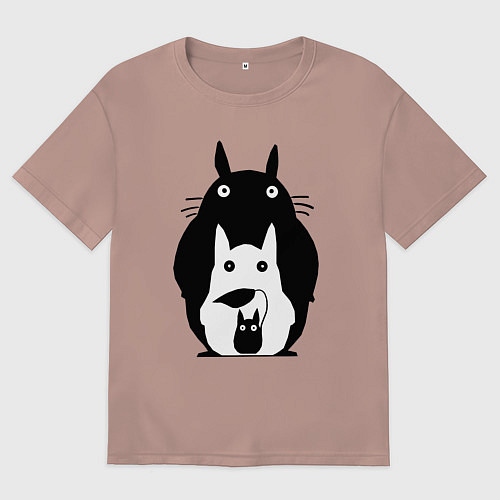 Мужская футболка оверсайз Тоторо / Пыльно-розовый – фото 1