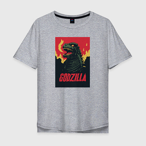 Мужская футболка оверсайз Godzilla / Меланж – фото 1