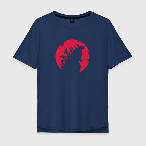 Мужская футболка оверсайз Godzilla / Тёмно-синий – фото 1
