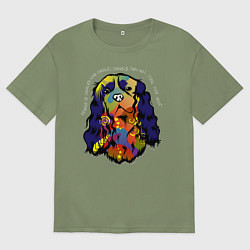 Мужская футболка оверсайз Берегись кавалер кинг спаниеля