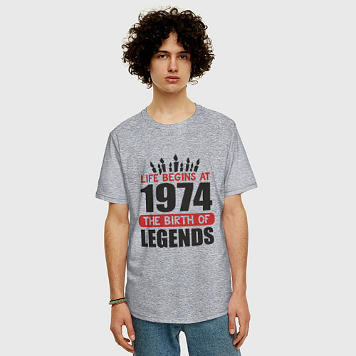 Мужская футболка оверсайз 1974 - рождение легенды / Меланж – фото 3