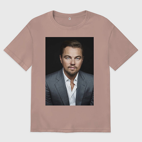 Мужская футболка оверсайз Леонардо Ди Каприо / Пыльно-розовый – фото 1
