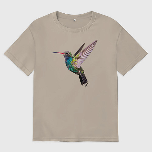 Мужская футболка оверсайз Колибри / Миндальный – фото 1