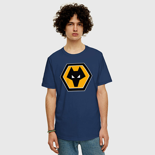 Мужская футболка оверсайз Вулверхэмптон Уондерерс / Тёмно-синий – фото 3