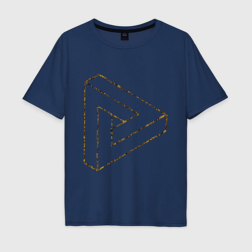 Мужская футболка оверсайз 3D Треугольник / Тёмно-синий – фото 1
