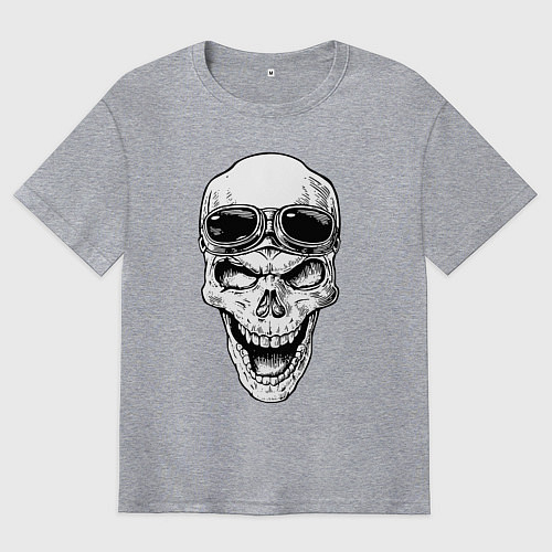 Мужская футболка оверсайз Skull and glasses / Меланж – фото 1