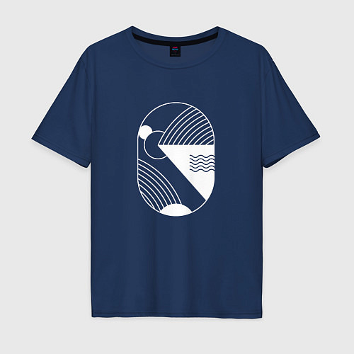 Мужская футболка оверсайз Абстрактный минимализм / Тёмно-синий – фото 1