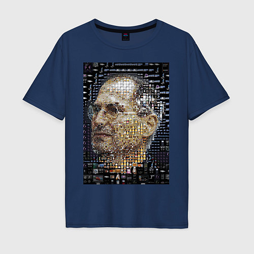 Мужская футболка оверсайз Стив Джобс / Тёмно-синий – фото 1