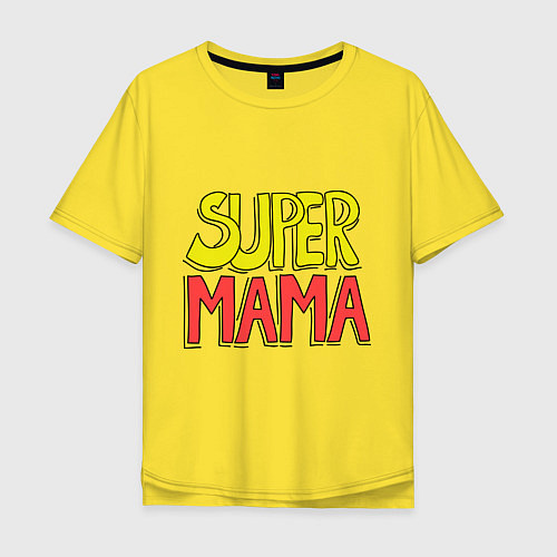 Мужская футболка оверсайз Супер мама / Желтый – фото 1
