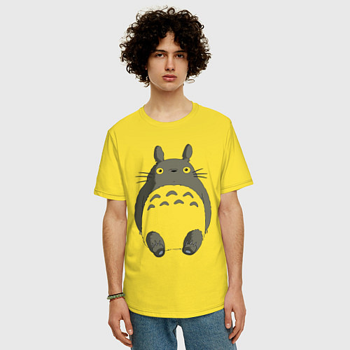 Мужская футболка оверсайз Тоторо с прозрачным пузиком / Желтый – фото 3