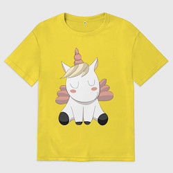 Футболка оверсайз мужская Милый единорог, цвет: желтый