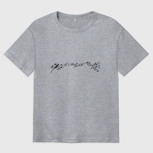 Мужская футболка оверсайз Одуванчик скрипичный ключ ноты / Меланж – фото 1