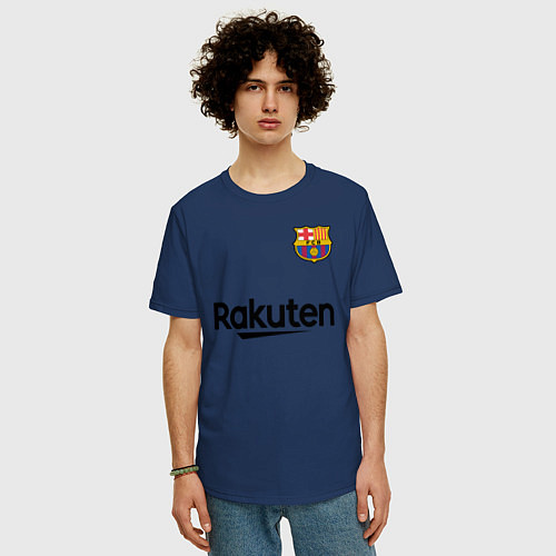 Мужская футболка оверсайз BARCELONA / Тёмно-синий – фото 3