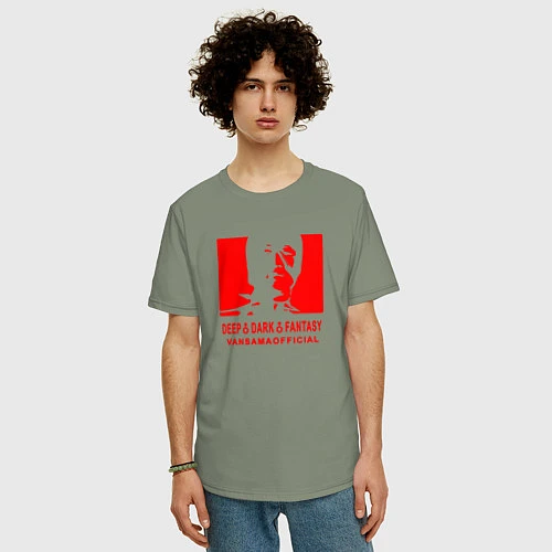Мужская футболка оверсайз VANSAMA OFFICIAL Red / Авокадо – фото 3