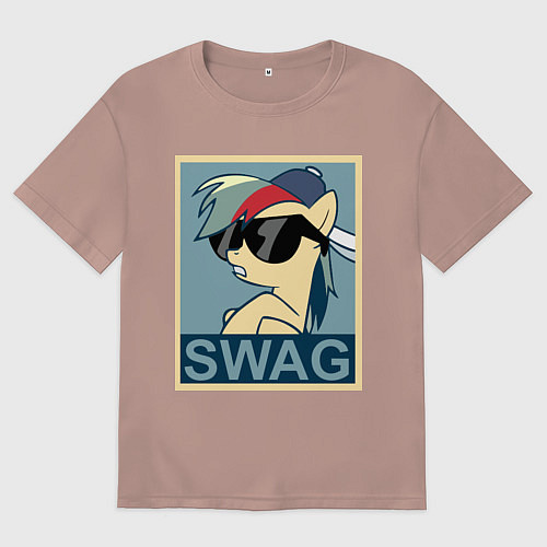 Мужская футболка оверсайз Rainbow Dash swag / Пыльно-розовый – фото 1