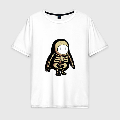 Мужская футболка оверсайз Fall guys skeleton / Белый – фото 1