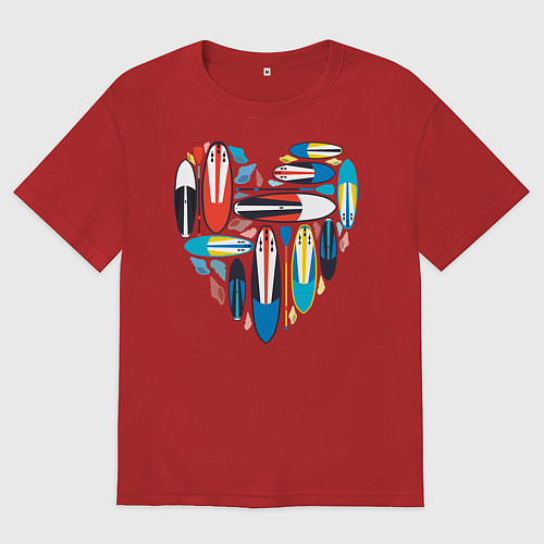 Мужская футболка оверсайз Sup serfing love / Красный – фото 1