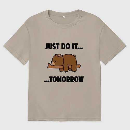 Мужская футболка оверсайз Мишка / Миндальный – фото 1