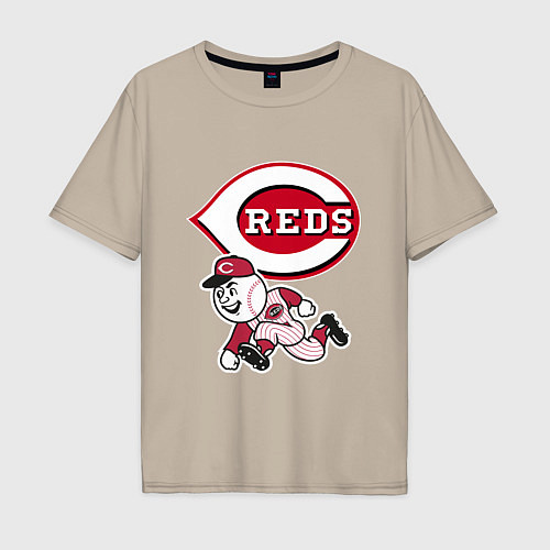 Мужская футболка оверсайз Cincinnati reds - baseball team - talisman / Миндальный – фото 1