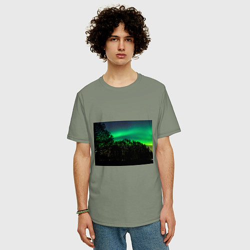 Мужская футболка оверсайз Северное сияние / Авокадо – фото 3