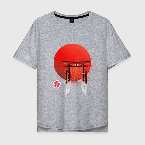 Мужская футболка оверсайз Япония / Меланж – фото 1