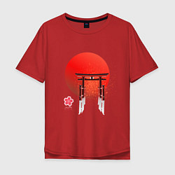 Футболка оверсайз мужская Япония, цвет: красный