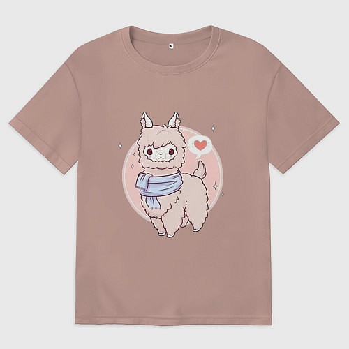 Мужская футболка оверсайз Милая лама / Пыльно-розовый – фото 1