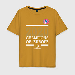 Футболка оверсайз мужская FC Bayern Munchen Champions of Europe 2020, цвет: горчичный