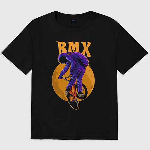 Мужская футболка оверсайз BMX - moon - space / Черный – фото 1