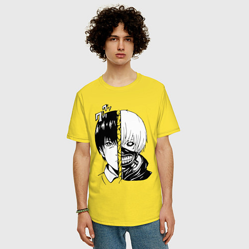 Мужская футболка оверсайз Токийский гуль / Желтый – фото 3