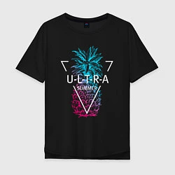 Мужская футболка оверсайз Ананас с надписью Ultra summer