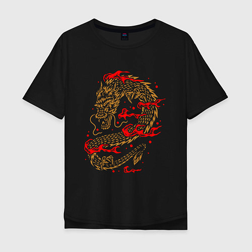 Мужская футболка оверсайз Китайский дракон / Черный – фото 1