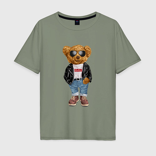 Мужская футболка оверсайз Медведь плюшевый / Авокадо – фото 1