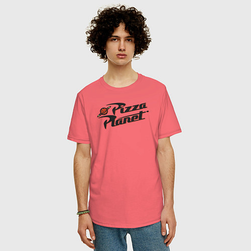 Мужская футболка оверсайз Pizza Planet / Коралловый – фото 3
