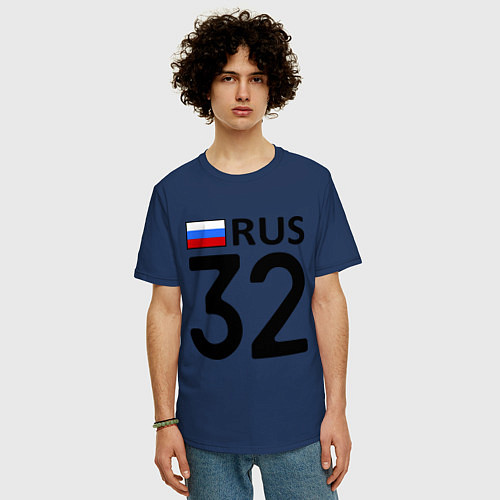 Мужская футболка оверсайз RUS 32 / Тёмно-синий – фото 3
