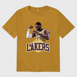 Футболка оверсайз мужская LeBron - Lakers, цвет: горчичный