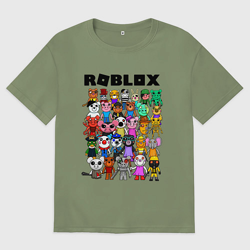Мужская футболка оверсайз ROBLOX PIGGY / Авокадо – фото 1